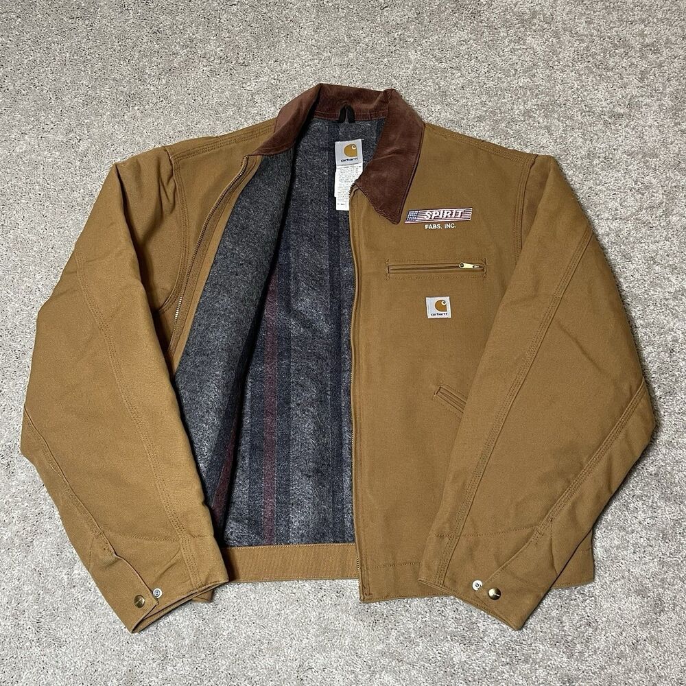 Vintage Carhartt J01 BRN Detroit Jacket 46 Regular Made USA Blanket Lined Brown